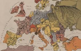 Satirical map of Europe drawn by Walter Trier at the beginning of World War  One" Germany, 1914 : r/PropagandaPosters