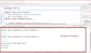 java program to add two matrices
