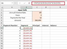 amortization table in excel with