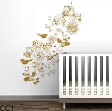 Kids Wall Decal Flowers Gold Mural By