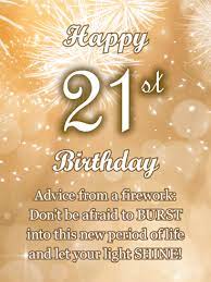 firework happy 21st birthday card