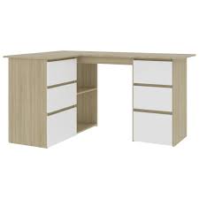 Overlooked spaces in a room include corners. Vidaxl Corner Desk White And Sonoma Oak 57 1 X39 4 X29 9 Chipboard Overstock 31570698