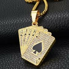 playing card cz pendant necklace