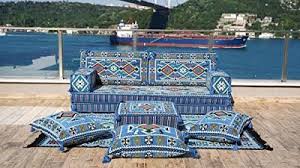 blue arabic floor sofa seating set