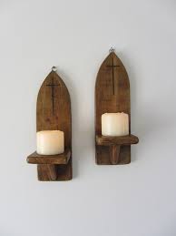 Rustic Wood Wall Sconces With Carved