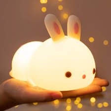 Amazon Com Cute Bunny Kids Night Light Bunny Light Cute Lamp Battery Operated Nursery Toddler Night Lights For Girls Kids Babies Portable Squishy Color Changing Birthday Christmas Gift Nightlight For Children Home