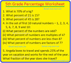 5th grade percene worksheet