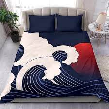 Japanese Waves Duvet Cover And Pillow