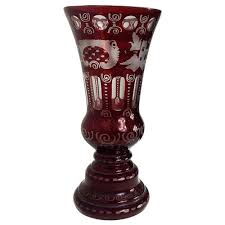 Vintage Glass Vase In Red Ruby Crystal