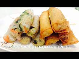 Before doing either they need to be folded and rolled in a particular the dried rice paper wrapper needs to be softened before wrapping. Rice Paper Rolls And Fried Spring Rolls Youtube