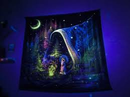 psychedelic uv blacklight tapestry wall
