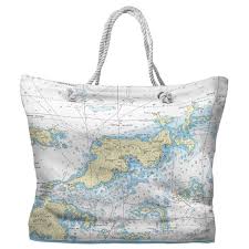 Tortola Virgin Gorda Bvi Nautical Chart Tote Bag 2 Different Sides
