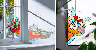 Stained Glass Cat Window Hanger