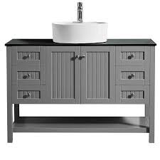 modena 48 vanity in grey with glass