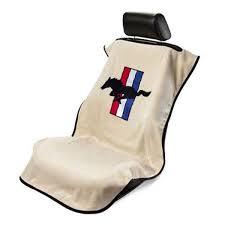 Tan Towel Seat Cover With Mustang Pony