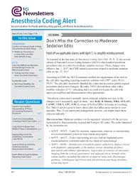 Anesthesia Coding Alert Guidelines Newsletters Services
