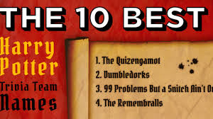 Sep 15, 2021 · finding good, funny trivia team names is important. The 10 Best Harry Potter Trivia Team Names Sporcle Blog