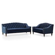 De Landa 2 Piece Blue Sofa Set