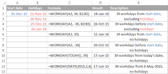 excel workday and networkdays functions