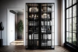 Modern Bookshelf With Glass Doors