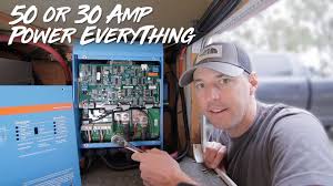 A breaker panel box, 15amp, 20amp, 30amp, 50amp, and gfci breakers. Rv Inverter Setup How To Power It All 50 Amp And 30 Amp Youtube
