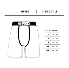 Mens Size Chart Psd Underwear