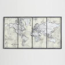 Ivory Mirrored World Map Wall Art