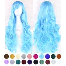 Long ombre blue synthetic hair wigs women party natural wavy wig cosplay fashion. 20 Colors Long Wavy Cosplay Wigs Women Heat Resistant Cosplay Hair Pink Red Brown Black White Long Hair Wigs Wig Hairstyles Cosplay Hair