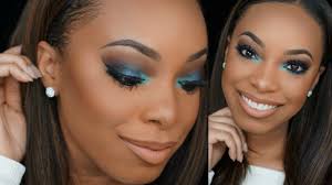 blue teal smokey eye makeup tutorial