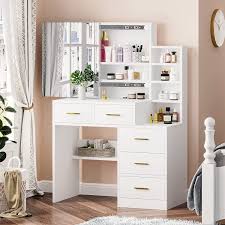 makeup vanity with sliding mirror and 5