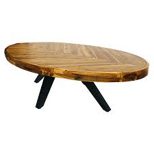 Chevron Wood Oval Coffee Table