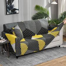 Geometric Design Two Three Seater Sofa