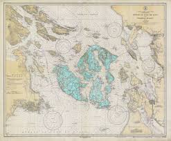 San Juan Islands Historical Map 1933 Aqua