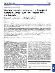 Pdf Nutrient Retention Values And Cooking Yield Factors For