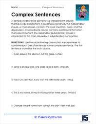 complex sentences worksheets 15