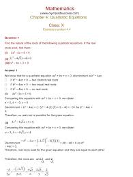 quadratic equations exercise 4 4
