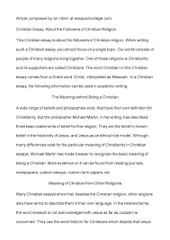 calam eacute o christian essay about the followers of christian religion 