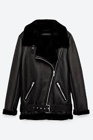 Zara Faux Fur Collar Biker Jacket
