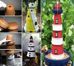 Clay Pot Lighthouse For Garden Decor