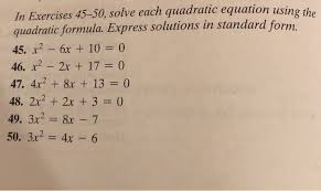 Solve Each Quadratic Equation Chegg