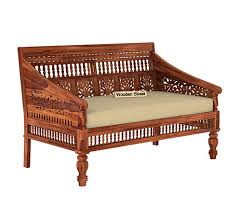 Buy Alanis 2 Seater Wooden Sofa Walnut