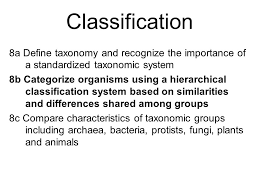 Classification 8a Define Taxonomy And Recognize The