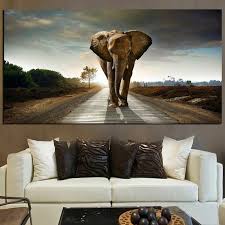 Modern Africa Elephant Landscape Oil