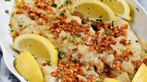 sole with caramelized garlic cooking