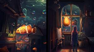 HD wallpaper: lighting, darkness, art, fantasy art, dream, night, clownfish  | Wallpaper Flare