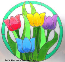 bea s tulip plaque stained glass