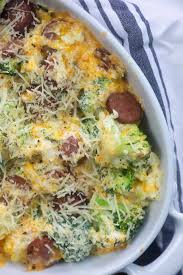 broccoli cheddar cerole with smoked sausage it s low carb and oh so cheesy