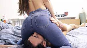 Rough Fuck and Facesitting 69 through jeans hole | xHamster
