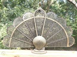 Brass Peacock Fireplace Screen Cover