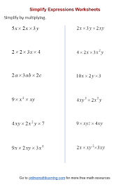 Simplify Expression Worksheets